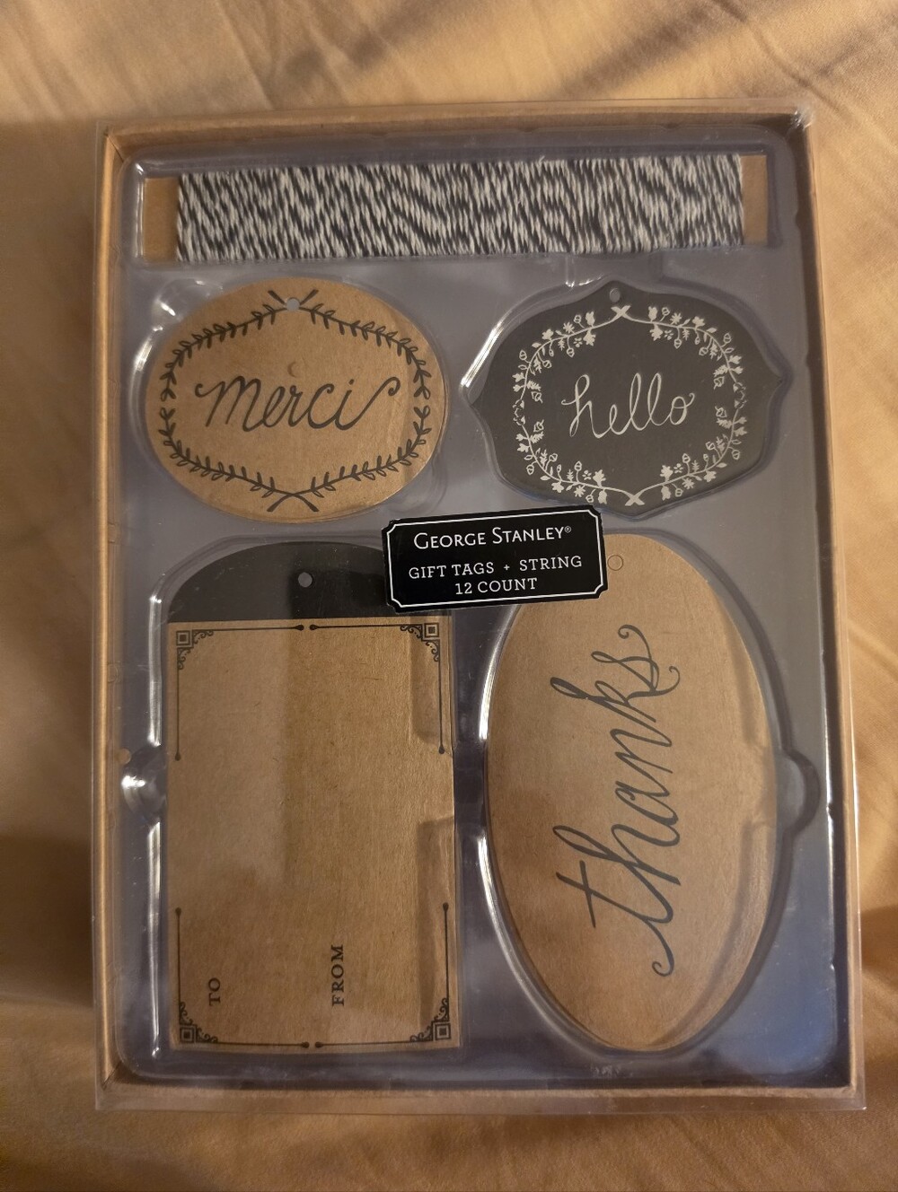 George Stanley Brand New Box - Paper Gift Tags Set in Brown and Black